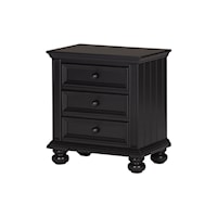 Cottage-Style 3-Drawer Nightstand with Felt-Lined Top Drawer