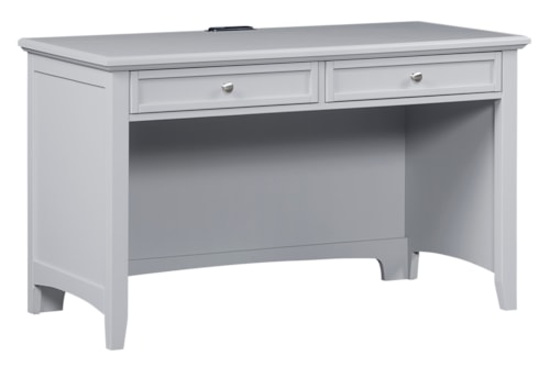 Transitional 2-Drawer Desk with Satin Nickel Hardware