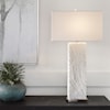 Uttermost Pillar Pillar White Marble Table Lamp