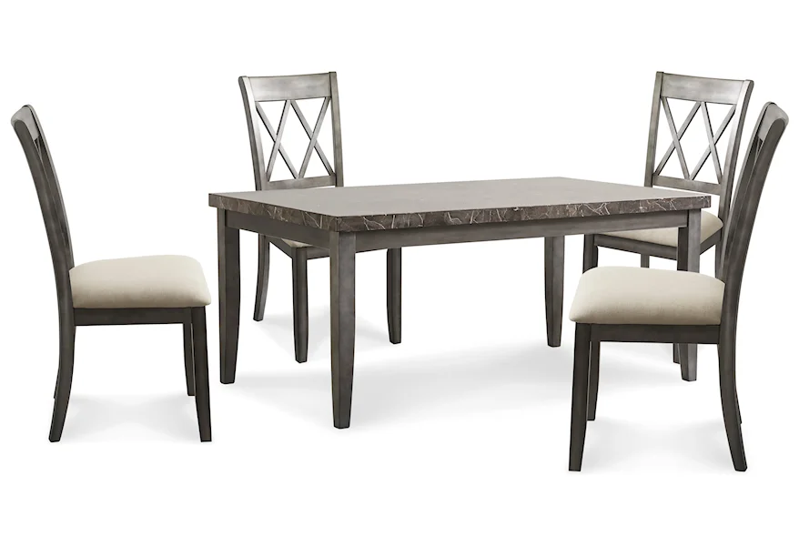 Curranberry 5-Piece Rectangular Stone Top Leg Dining Set by Signature Design by Ashley at VanDrie Home Furnishings