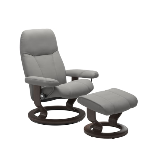 Large Chair and Ottoman with Classic Base