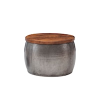 Contemporary Small Silver Drum with Storage