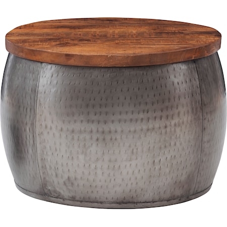 Contemporary Small Silver Drum with Storage