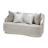 Transitional Upholstered Loveseat  with Plinth Base