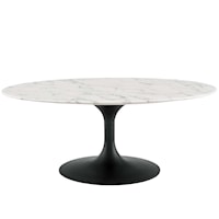 42" Oval-Shaped Artificial Marble Coffee Table