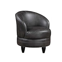 Transitional Leather Accent Chair in Grey