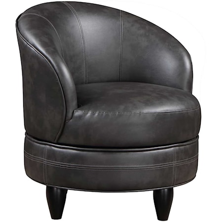 Transitional Leather Accent Chair in Grey