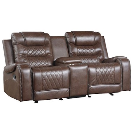 Double Glider Reclining Loveseat with Center Console and USB Ports