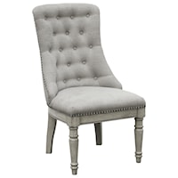 Traditional Dining Host Chair with Tufted Back and Nailhead Trim
