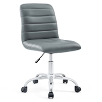Ripple Contemporary Armless Mid Back Vinyl Office Chair - Gray