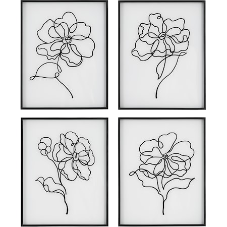 Bloom Black White Framed Prints S/4