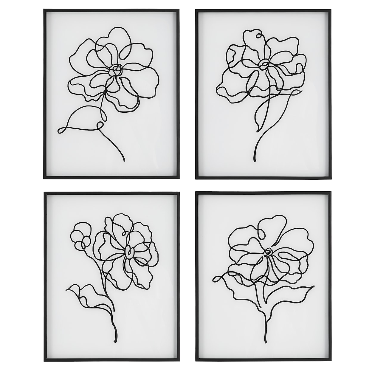 Uttermost Bloom Bloom Black White Framed Prints S/4