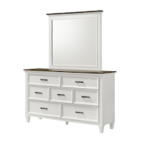 Transitional 7-Drawer Dresser and Mirror