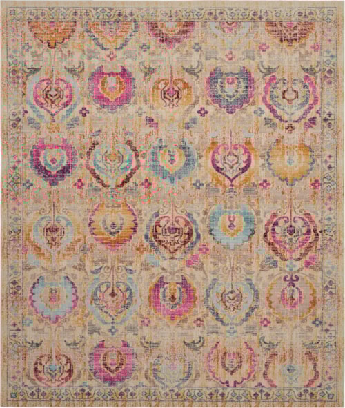7'10" x 9'10" Ivory/Multicolor Rectangle Rug