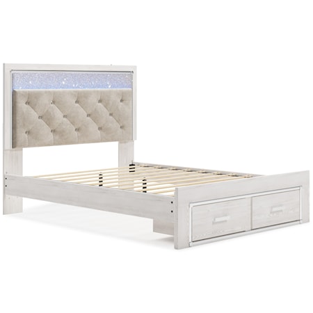 Queen Storage Bed with Upholstered Headboard