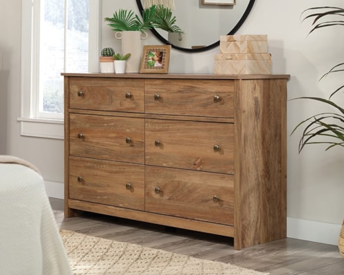 Farmhouse Six-Drawer Dresser with Easy-Glide Drawers