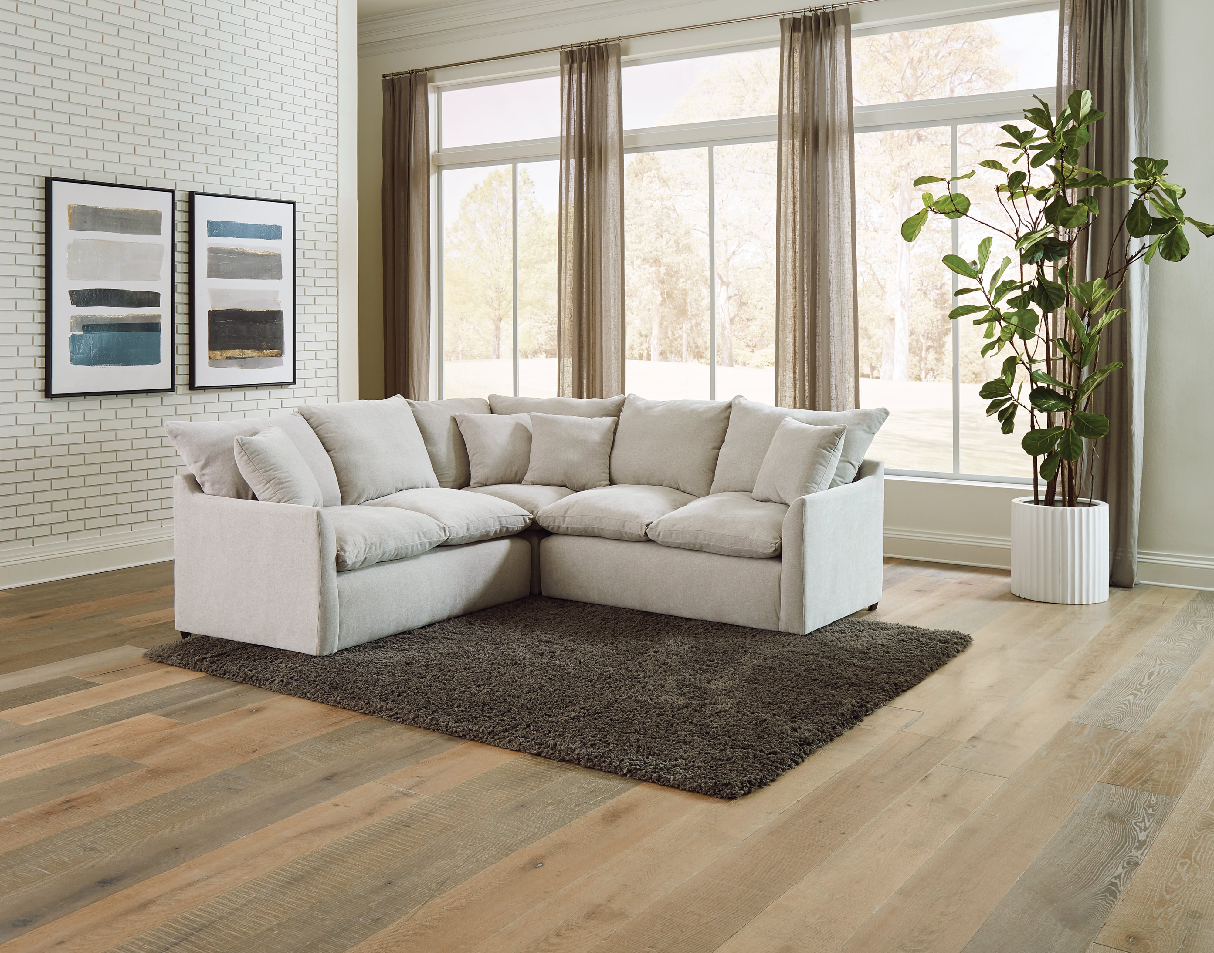 Savesto 5 deals piece sectional ivory