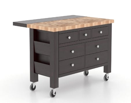 Transitional Customizable Kitchen Island with Wheels and Drop Leaf