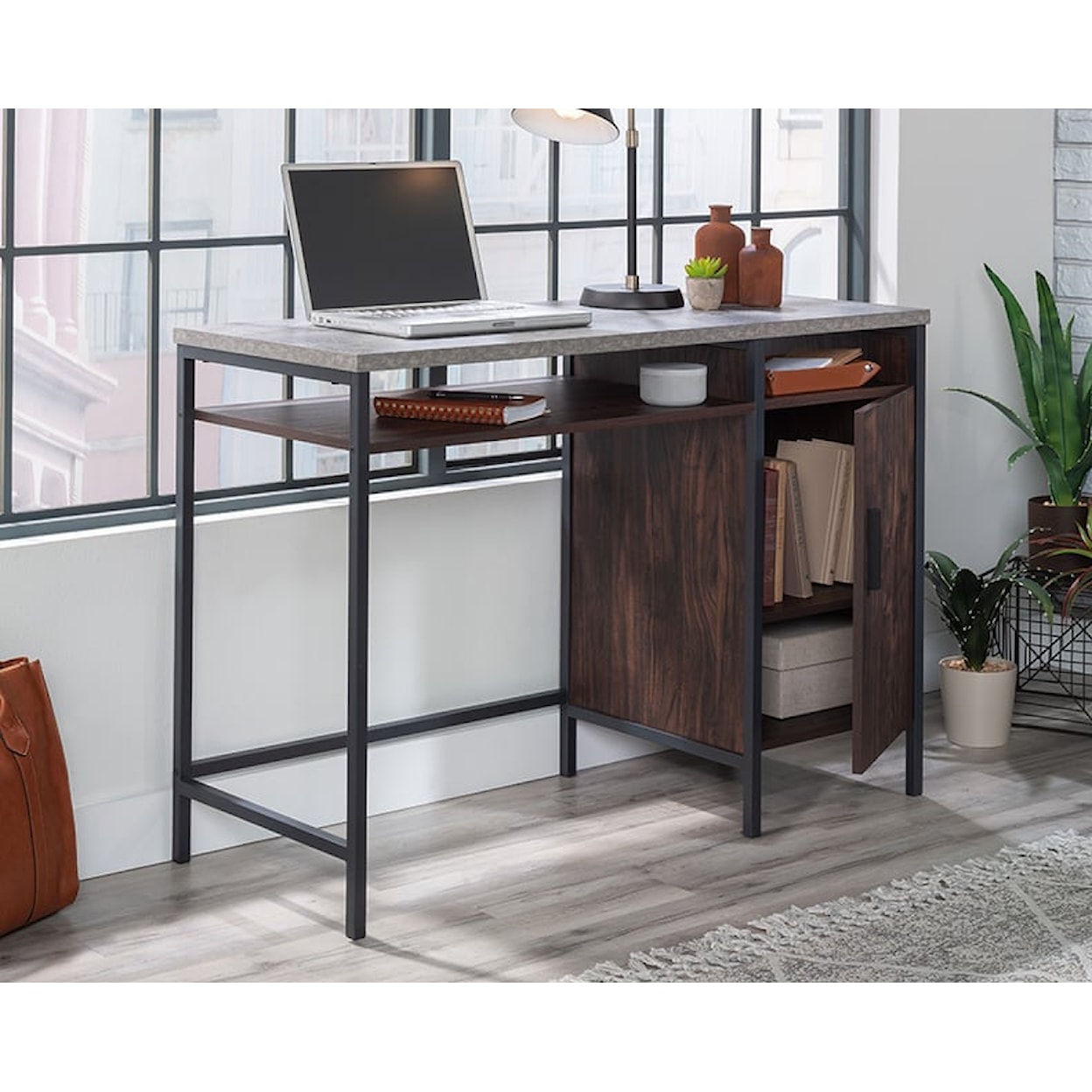 Sauder Market Commons Single Pedestal Desk