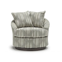 Contemporary Barrel Back Swivel Chair with 2 Toss Pillows