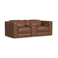 Casual Power Loveseat with Console and Power Headrest