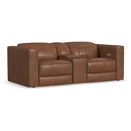 Casual Power Loveseat with Console and Power Headrest