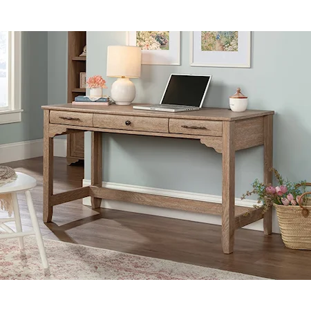 Farmhouse Three-Drawer Writing Desk with Drop-Front Keyboard/Mousepad