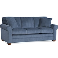 Transitional 3-Seater Sofa with Rolled Arms and Exposed Wood Feet