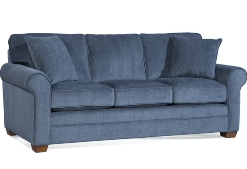 Transitional 3-Seater Sofa with Rolled Arms and Exposed Wood Feet