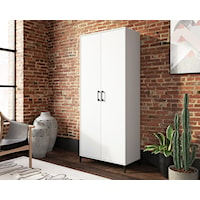 Contemporary Tall 2-Door Storage Cabinet with Adjustable Shelves