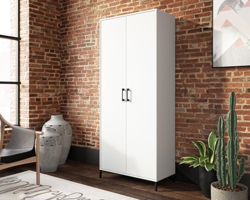 Contemporary Tall 2-Door Storage Cabinet with Adjustable Shelves