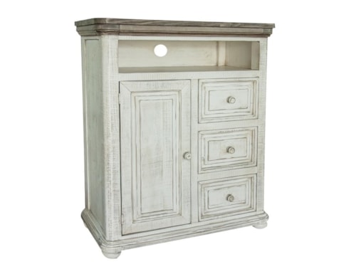Farmhouse 3-Drawer and Single Door Chest with Two-Tone Finish