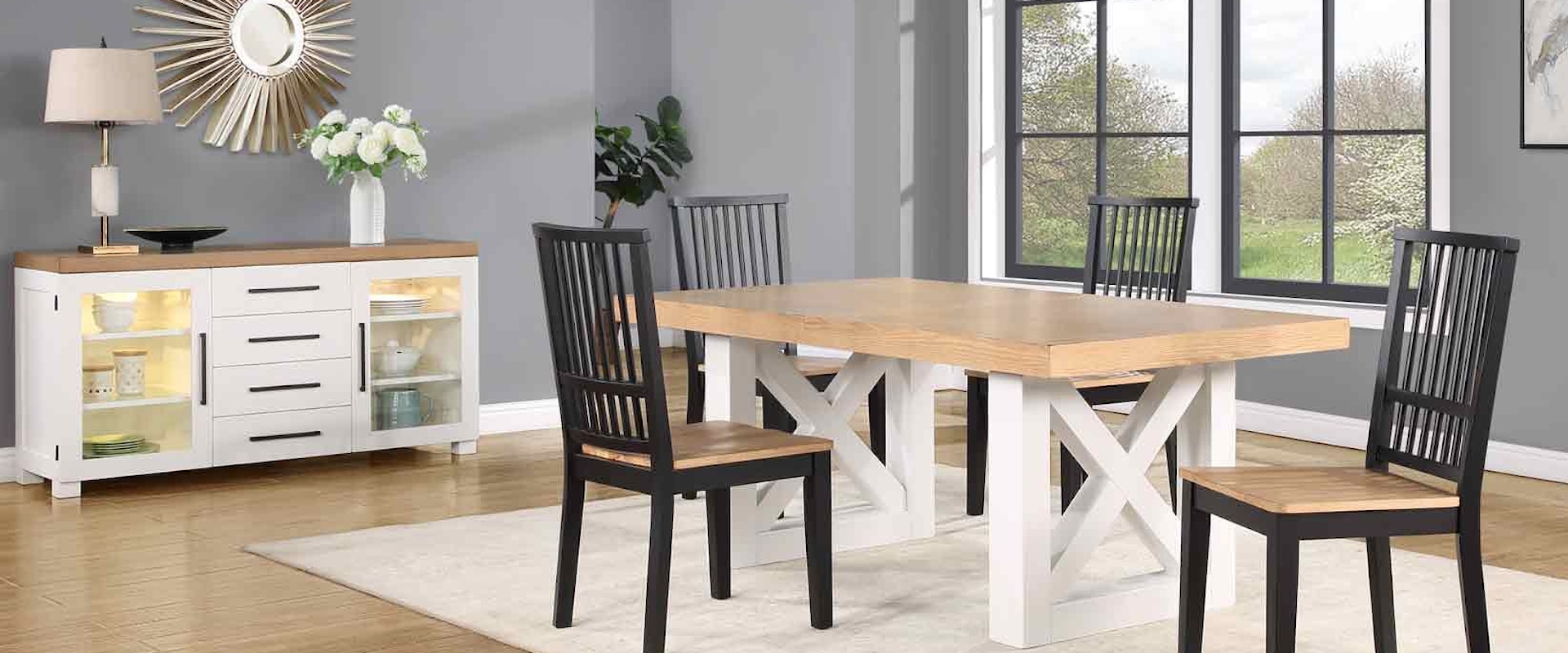 Magnolia Farmhouse 6-Piece Dining Set with Side Chairs and Server