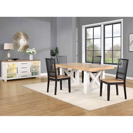 Magnolia Farmhouse 6-Piece Dining Set with Side Chairs and Server