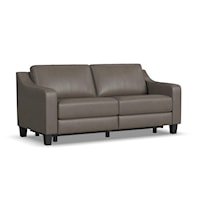 Transitional Leather Power Inclining Sofa with Slope Arm