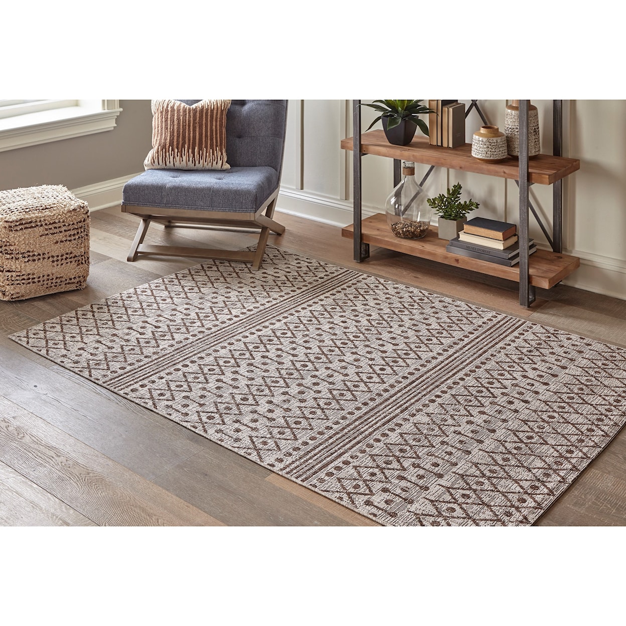 Signature Design by Ashley Casual Area Rugs Dubot Tan/Brown Indoor/Outdoor Medium Rug