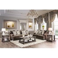 Transitional Sofa and Loveseat Set with Nailhead Trim