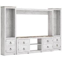 4-Piece Rustic Entertainment Center with Pier Shelves