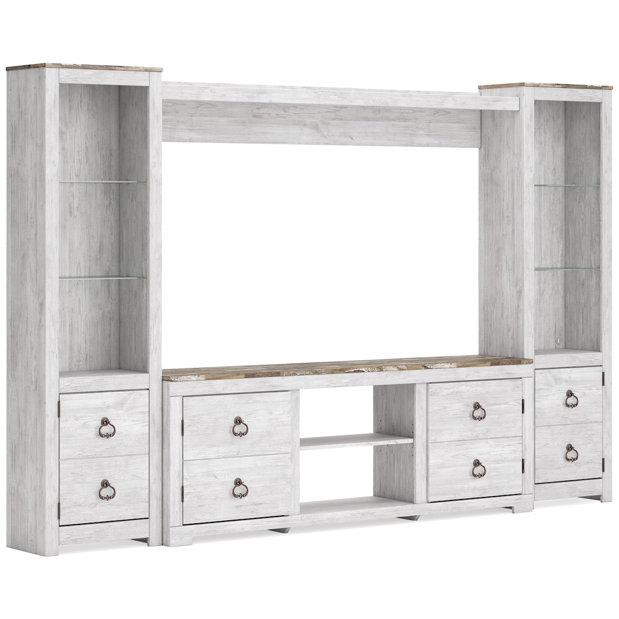 Signature Design by Ashley Furniture Willowton Entertainment Center with Pier Shelves
