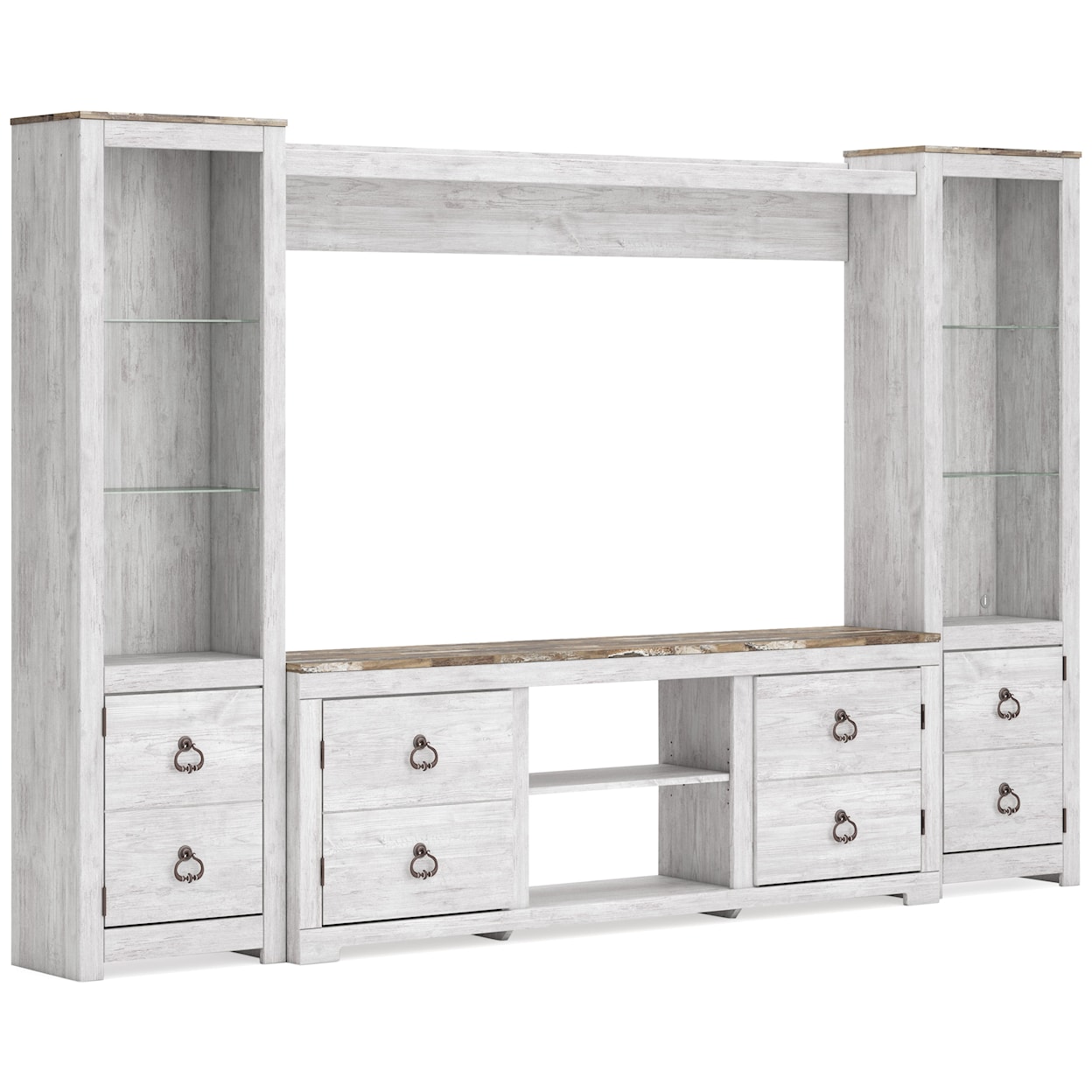 Benchcraft Willowton Entertainment Center with Pier Shelves