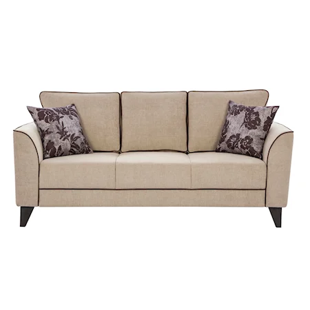 Transitional Sofa with Two Accent Pillows