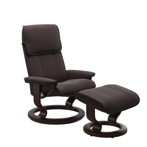 Medium Reclining Chair and Ottoman with Classic Base