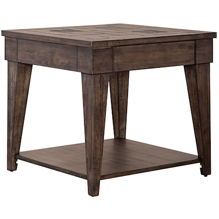 Rustic Contemporary Single Drawer End Table with Lower Shelf