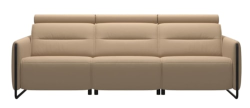 Contemporary Power Reclining Sofa w/ Power Headrests and Steel Arms