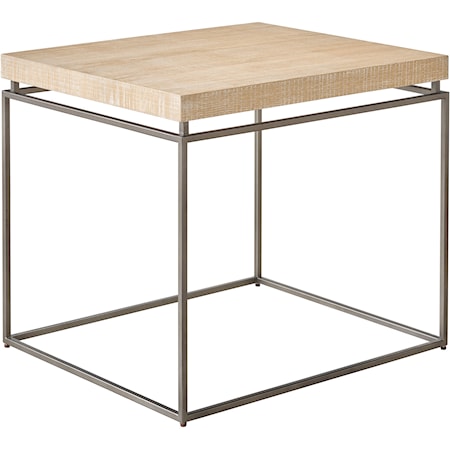 Contemporary End Table with Metal Base