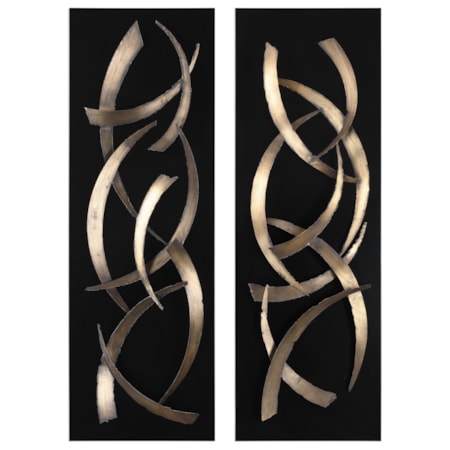 Brushstrokes Metal Wall Art, S/2