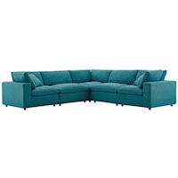 Down Filled Overstuffed 5 Piece Sectional Sofa Set