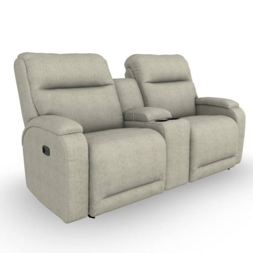Casual Power Reclining Space Saver Loveseat with Storage Console