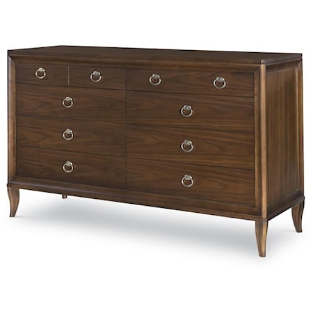 Transitional 8-Drawer Dresser with His and Hers Jewelry Trays