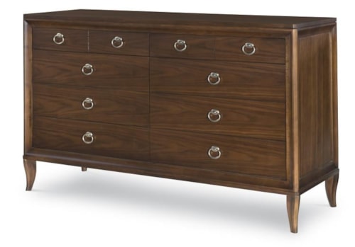 Transitional 8-Drawer Dresser with His and Hers Jewelry Trays
